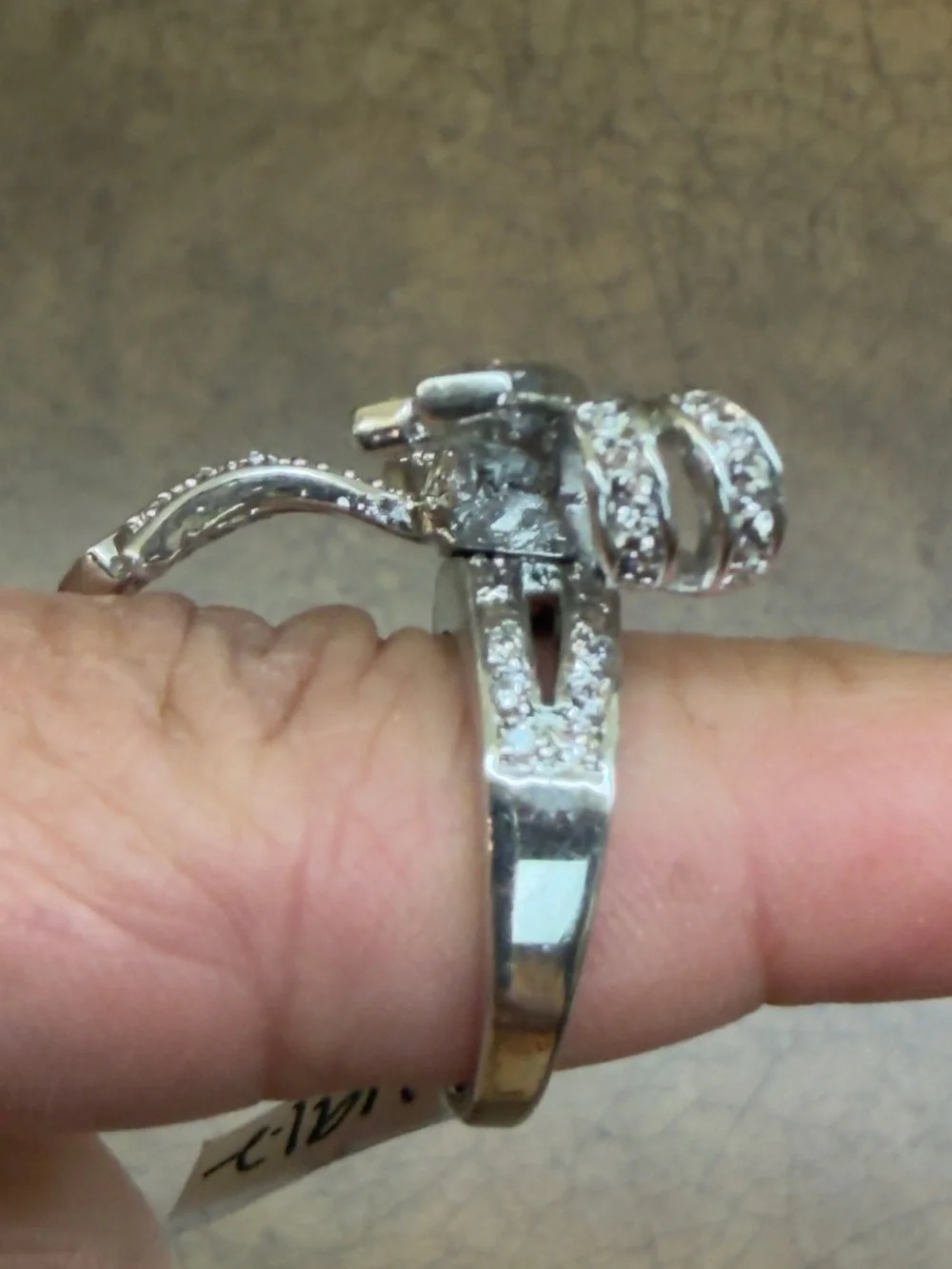 Silver Bow Crystal Ring - Women's Fashion Jewelry